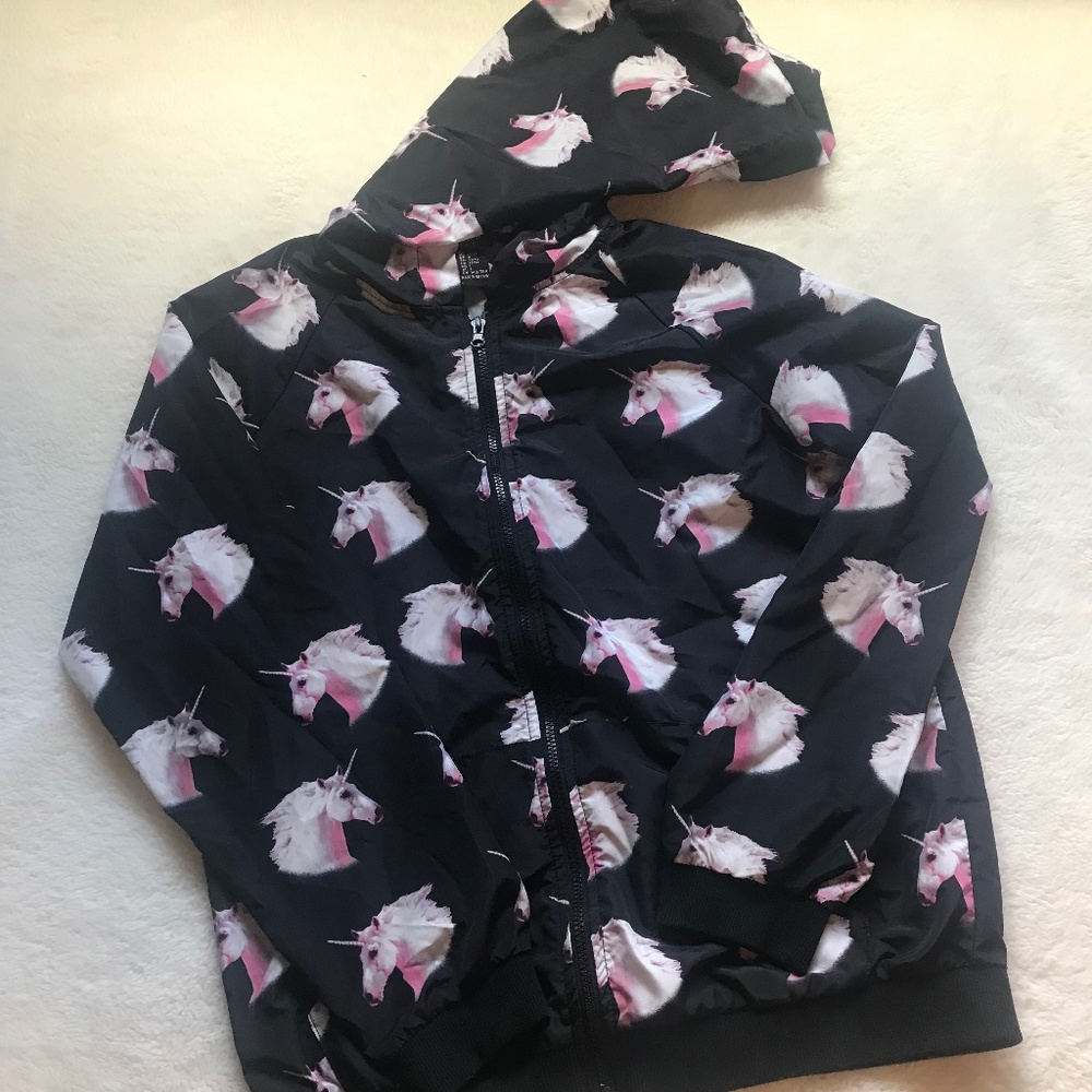 Forever21 Girls Unicorn Print Windbreaker Jacket